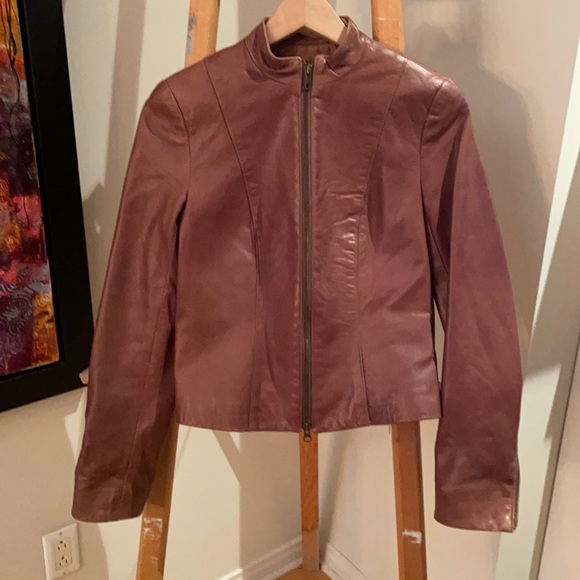Danier leather bomber jacket, Size S, brown - Picture 1 of 4